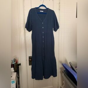 Navy Blue Button-Down Dress